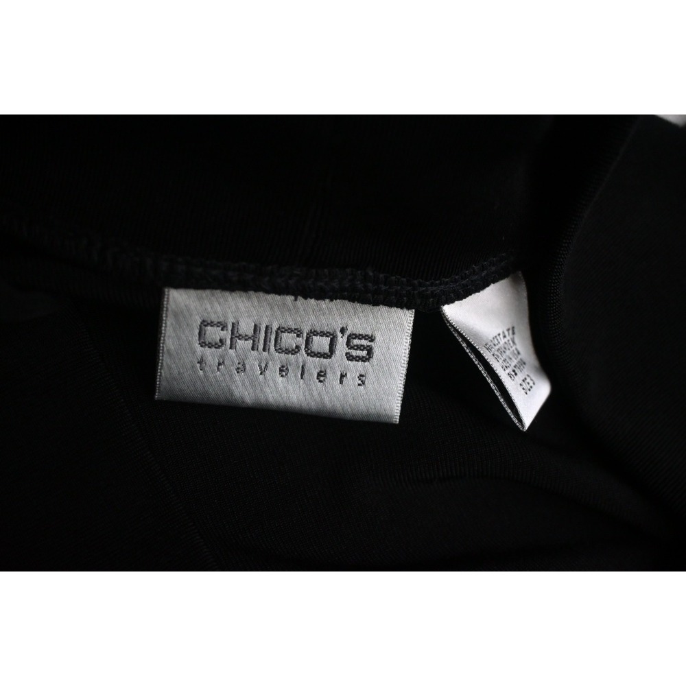 Chicos Travelers Vintage 90s Womens 3 Black Slinky Knit Draped Open Front Jacket - Picture 5 of 9